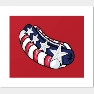 Hot Dog USA Flag Stars Stripes Posters and Art